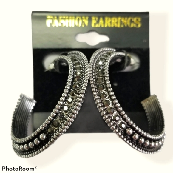 Retro Reverberation Silver Hoop - Picture 1 of 3